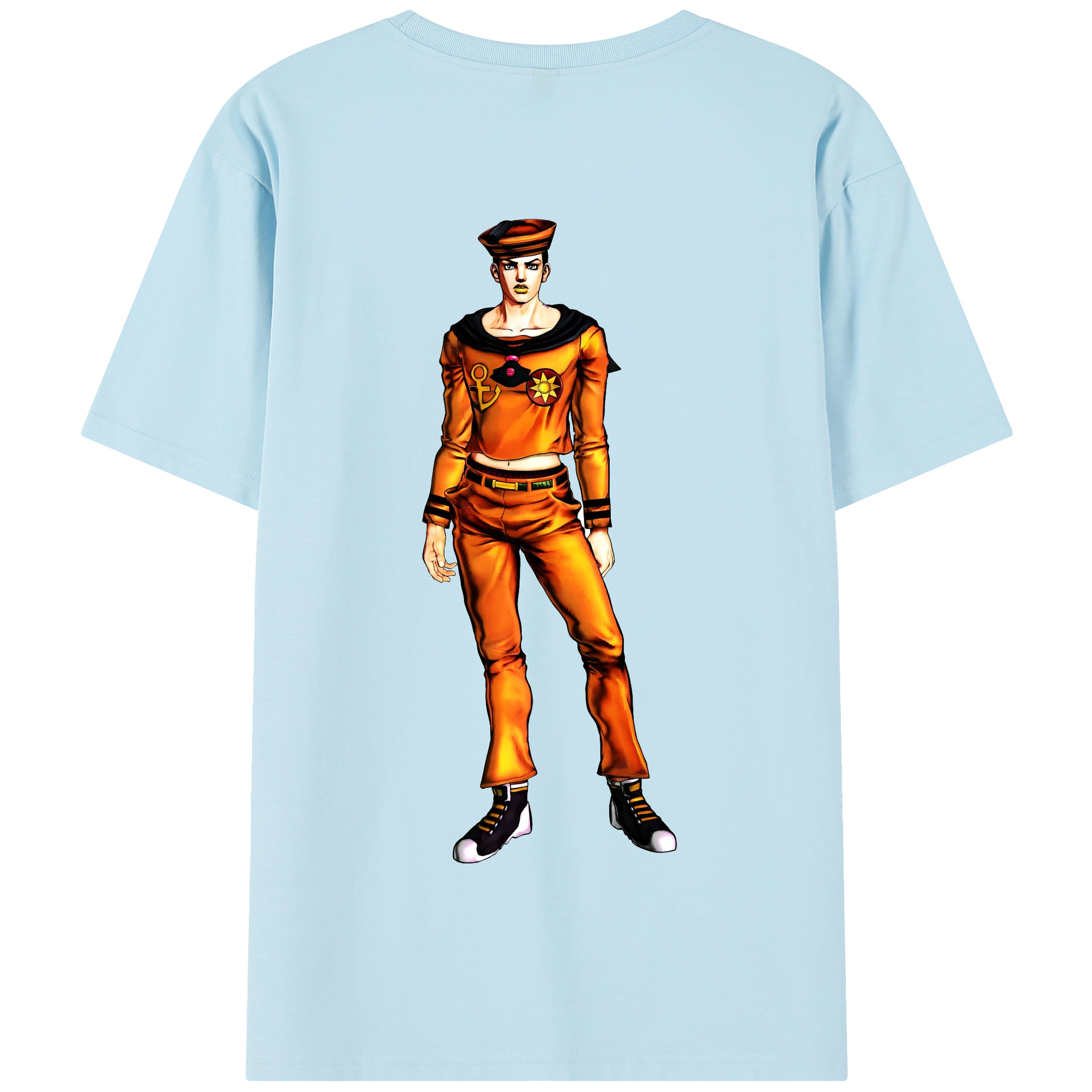 （画像用） ジョジョの奇妙な冒険 東方定助 JoJo's Bizarre Adventure Higashikata Josuke 綿100％半袖Tシャツ（背面プリント）